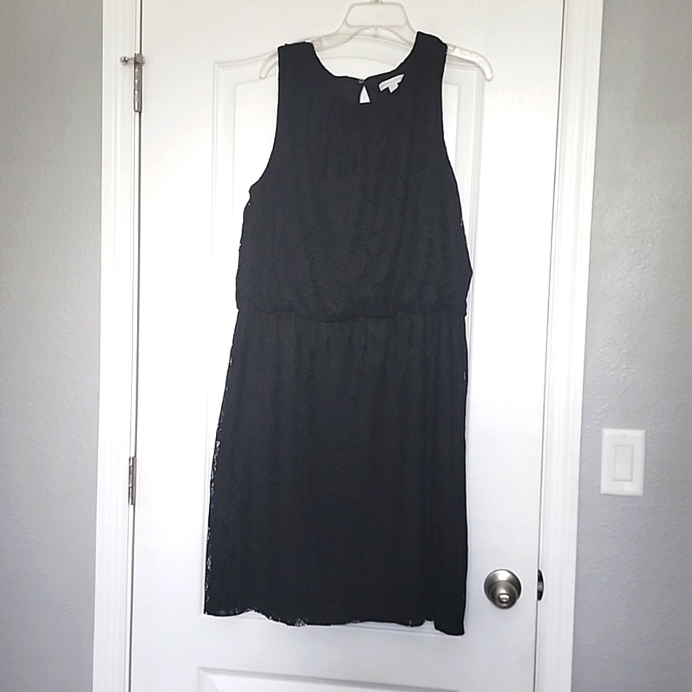 Lace Overlay Black Dress